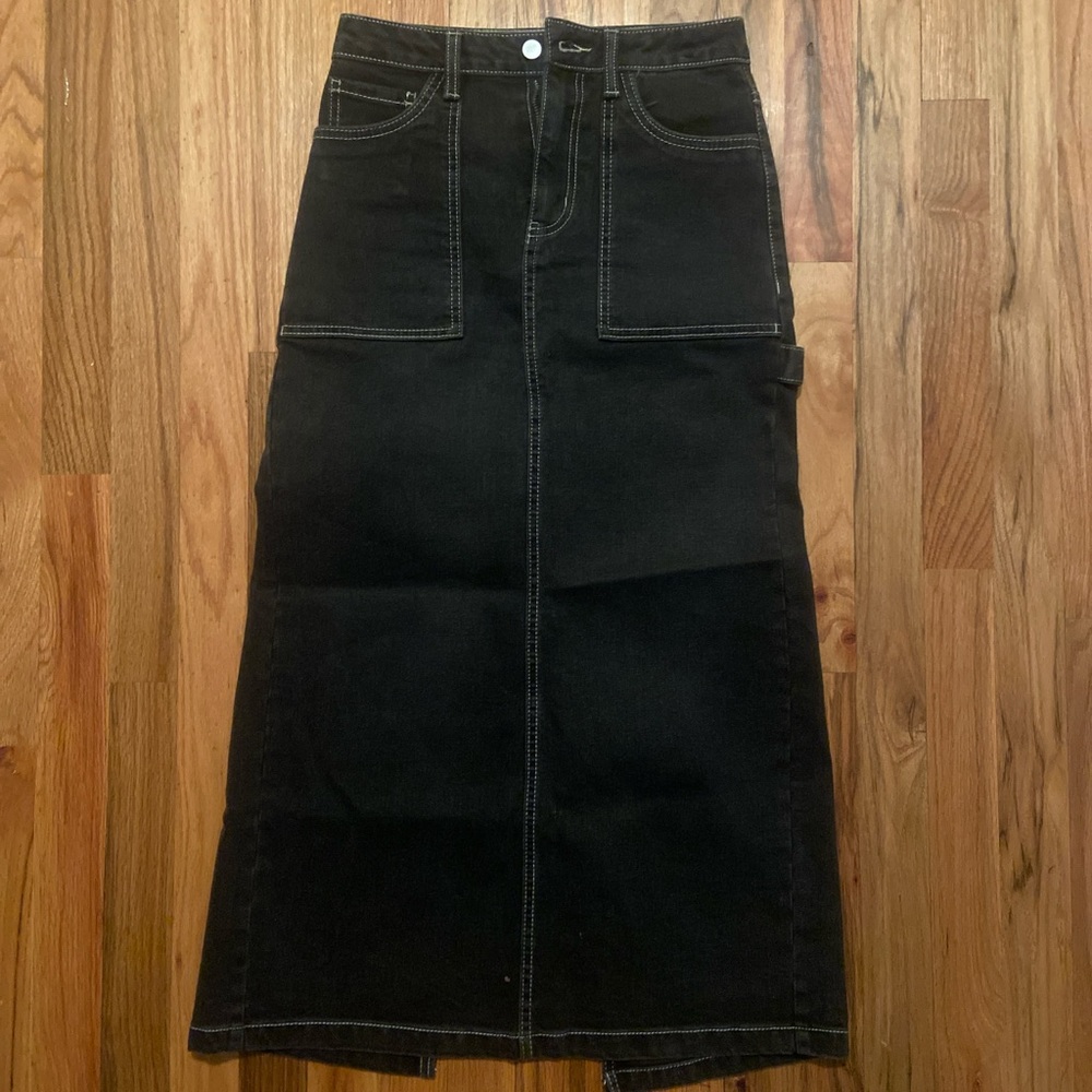 Love, Fire Black Denim Skirt